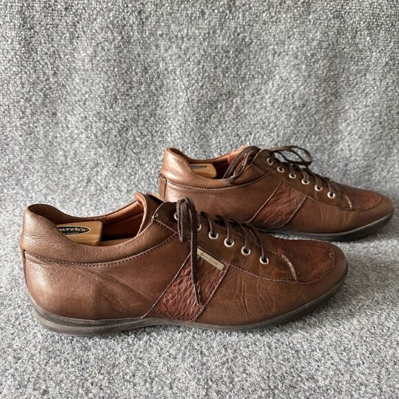 Franco Sarto Men\'s Brown Leather Ostrich Print Lace-Up Sneakers US 12.5 67576A main image 6